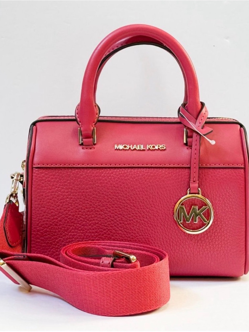 Michael Kors XS Pink Leather Satchel with Detachable Strap